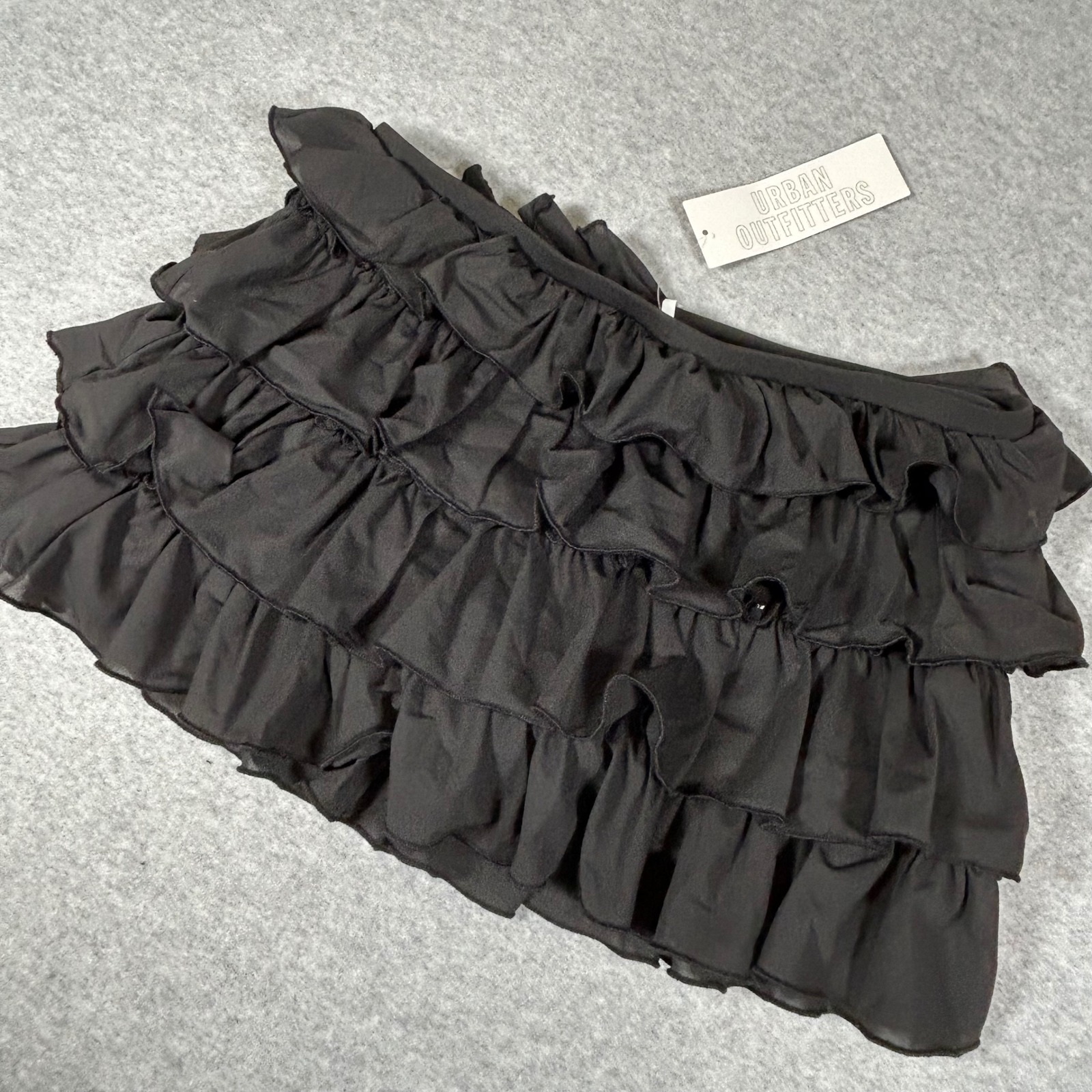 Urban Outfitters Out From Under Cammy Ruffle Skort Womens Xs Black Tiered Mini